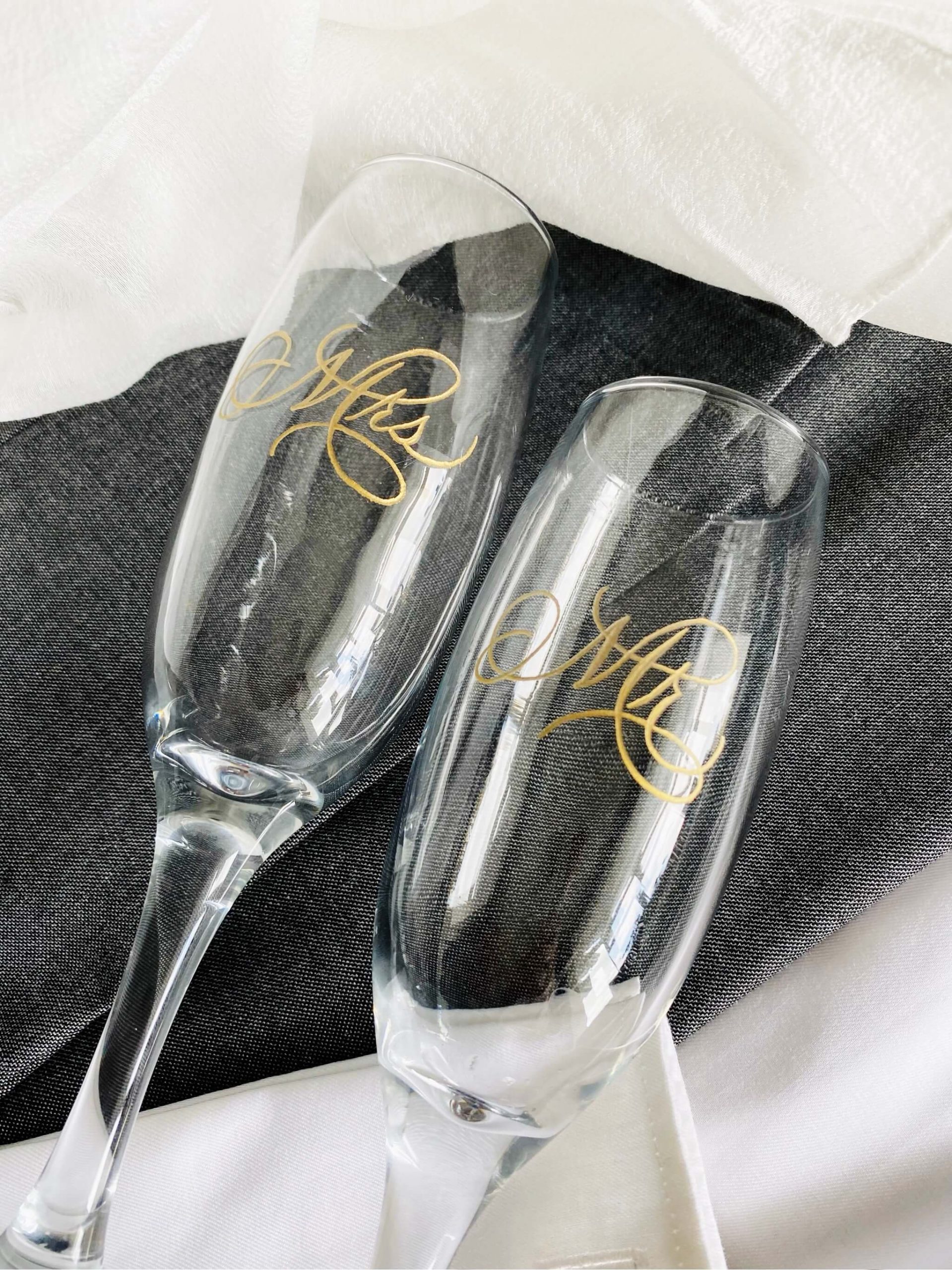 wedding glasses engraved gold mr and mrs