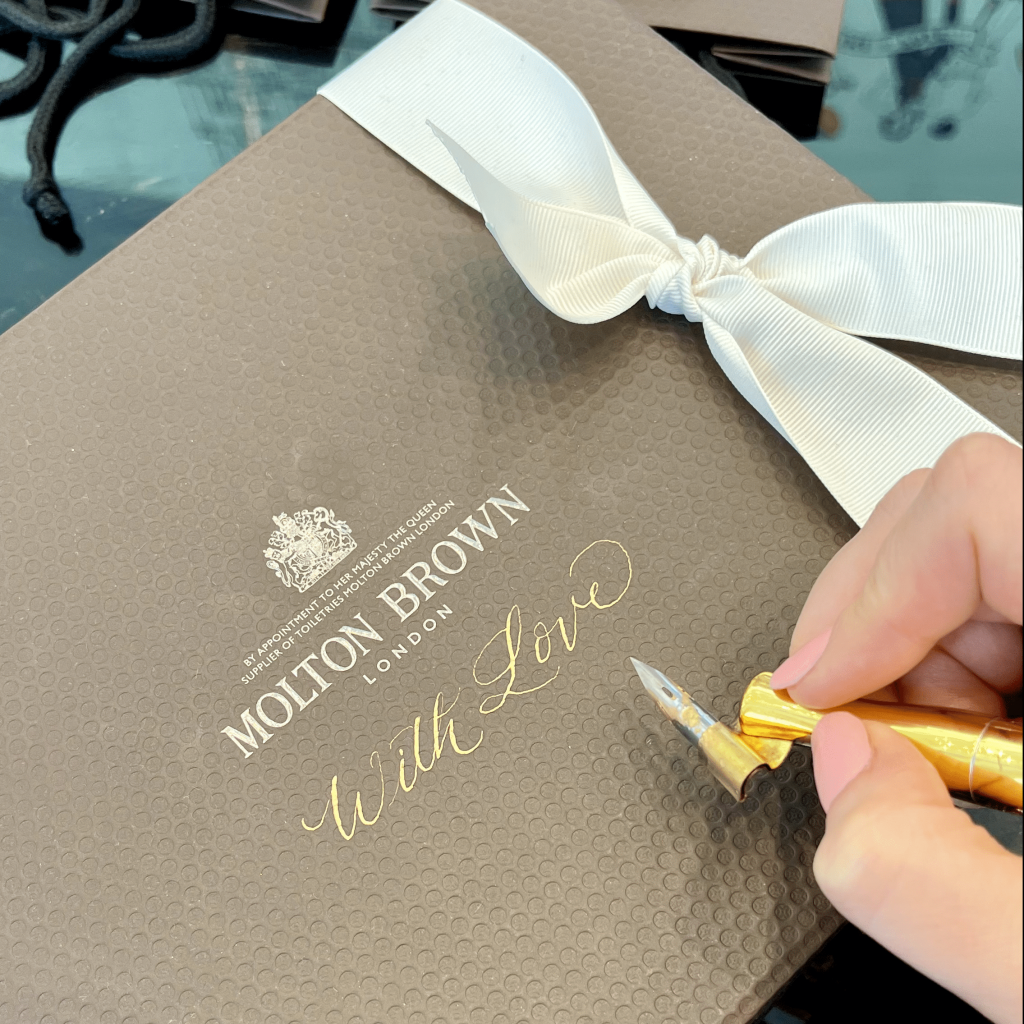 Live Calligraphy Event, Molton Brown, Liz Holdsworth Calligraphy, In Store, Brand Activation