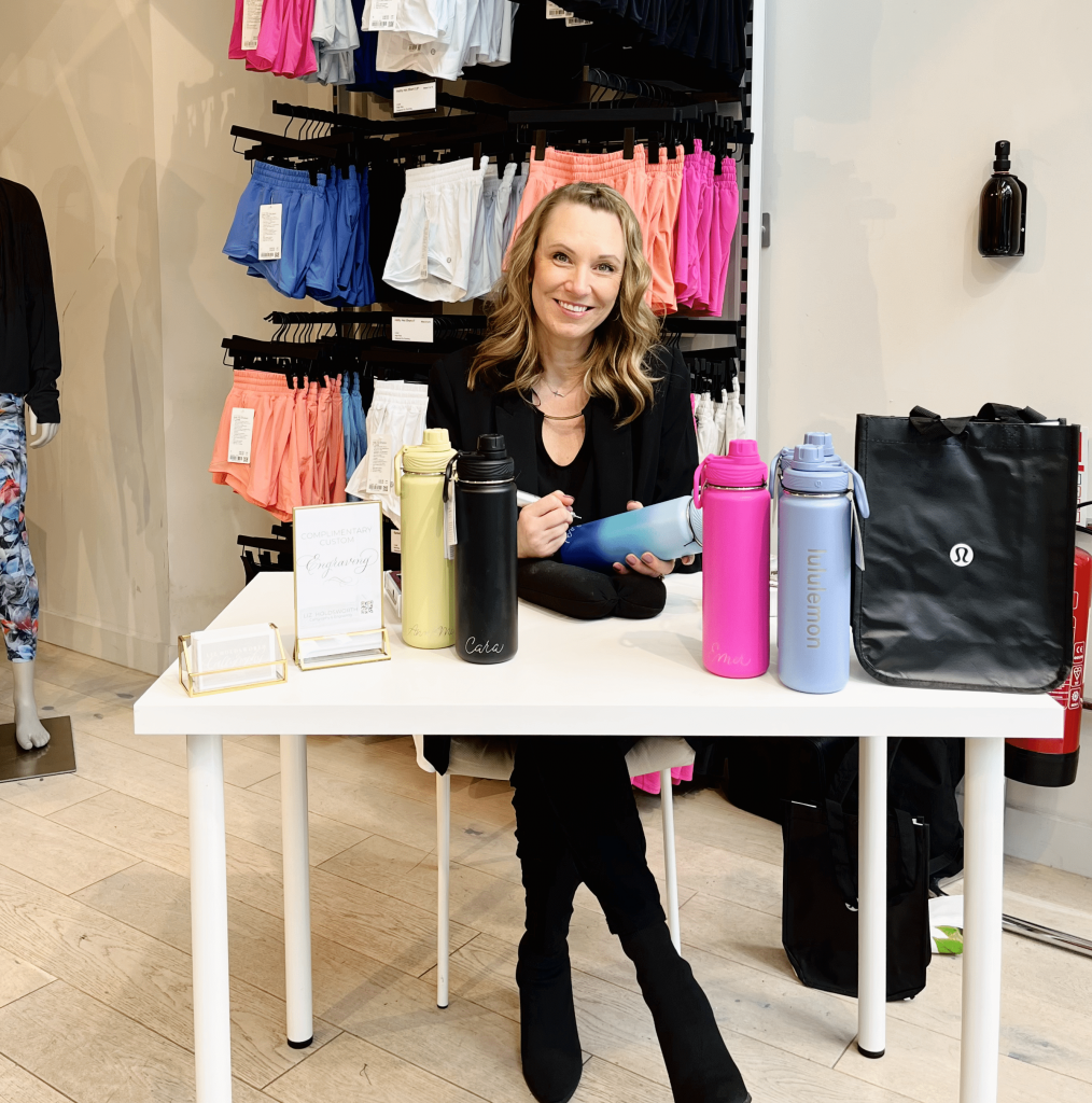 Live Engraving Event, Lululemon, Liz Holdsworth Calligraphy, In Store, Brand Activation